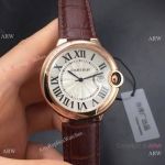 42MM Ballon Bleu Cartier Swiss Quartz TWF Replica Watch Rose Gold Sun-brushed Dial